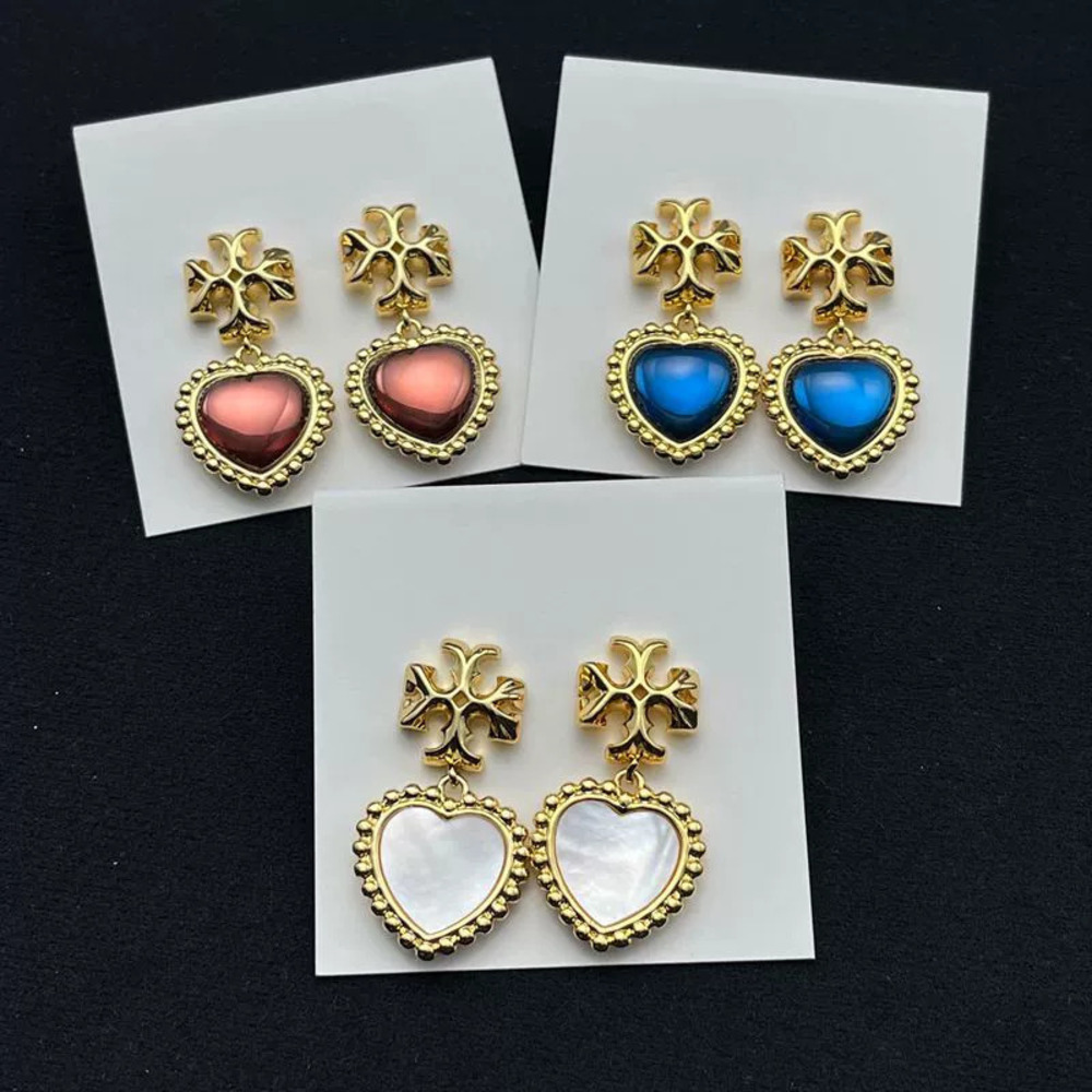 Tory Burch Natural Shell Double Heart Earrings